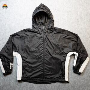 Adidas Athletic Club Full-Zip Jacket Black Long Sleeve Hooded Women's Large